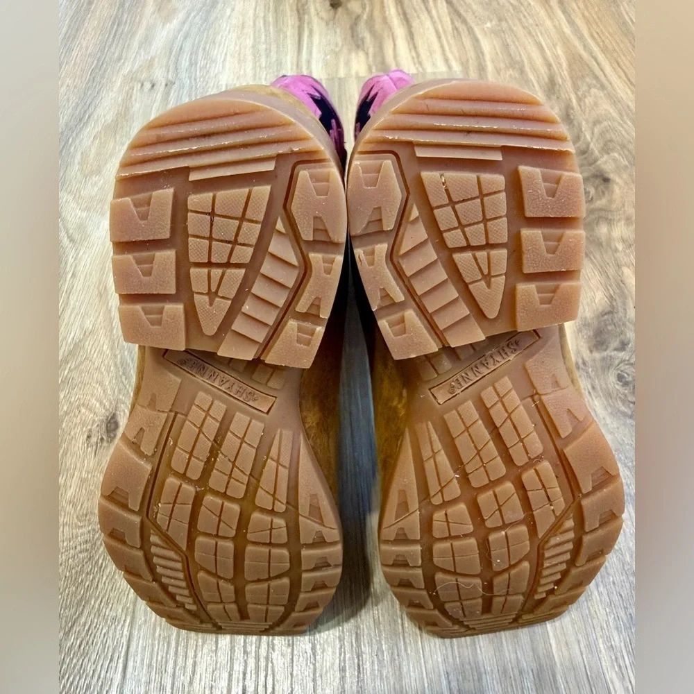 Shyanne Kids Leather Western Boots Pink Brown Size 1D Square Toe